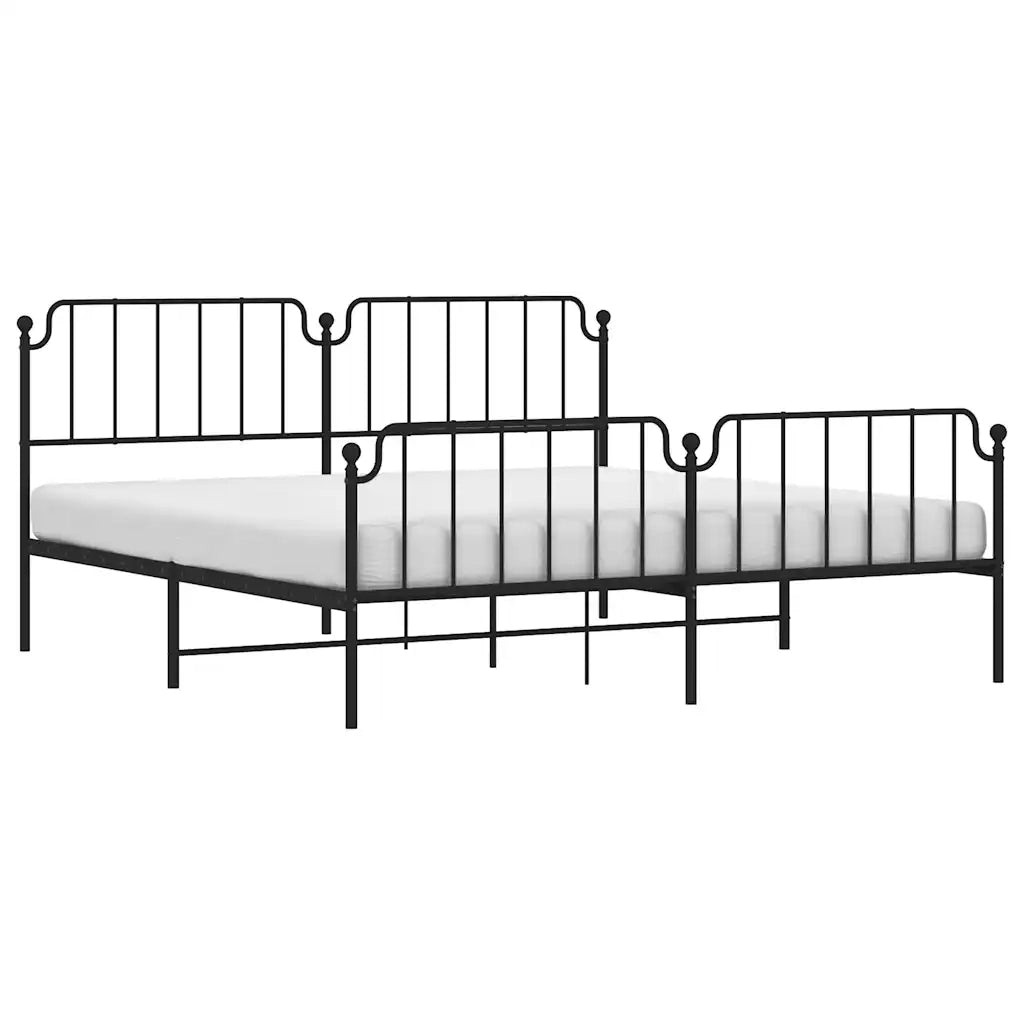 Giroletto con Testiera e Pediera Metallo Nero 193x203 cm 373911