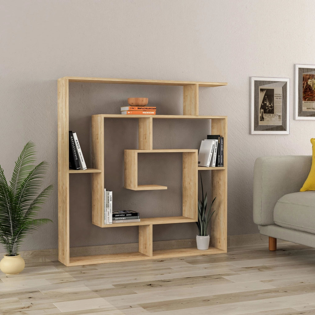 Libreria in legno "Labirent" - 125 x 22 x 129 cm - Beige
