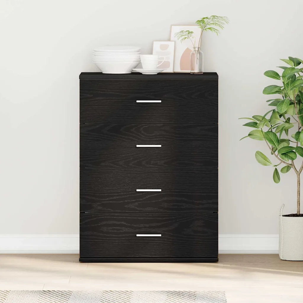 vidaXL Credenza Rovere nero 60 x 39 x 80 cm Legno multistrato