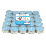Trade Shop - Set 25 Pezzi Candele Azzurre Profumate Fragranza Acqua Marina Tealight Lumini -