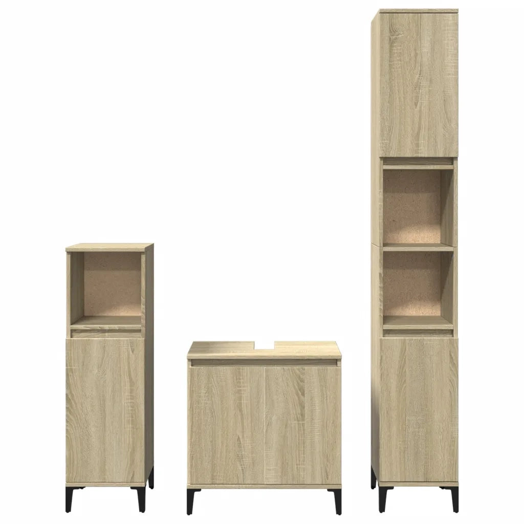 Set Mobili da Bagno 3 pz Rovere Sonoma in Legno Multistrato 3282655