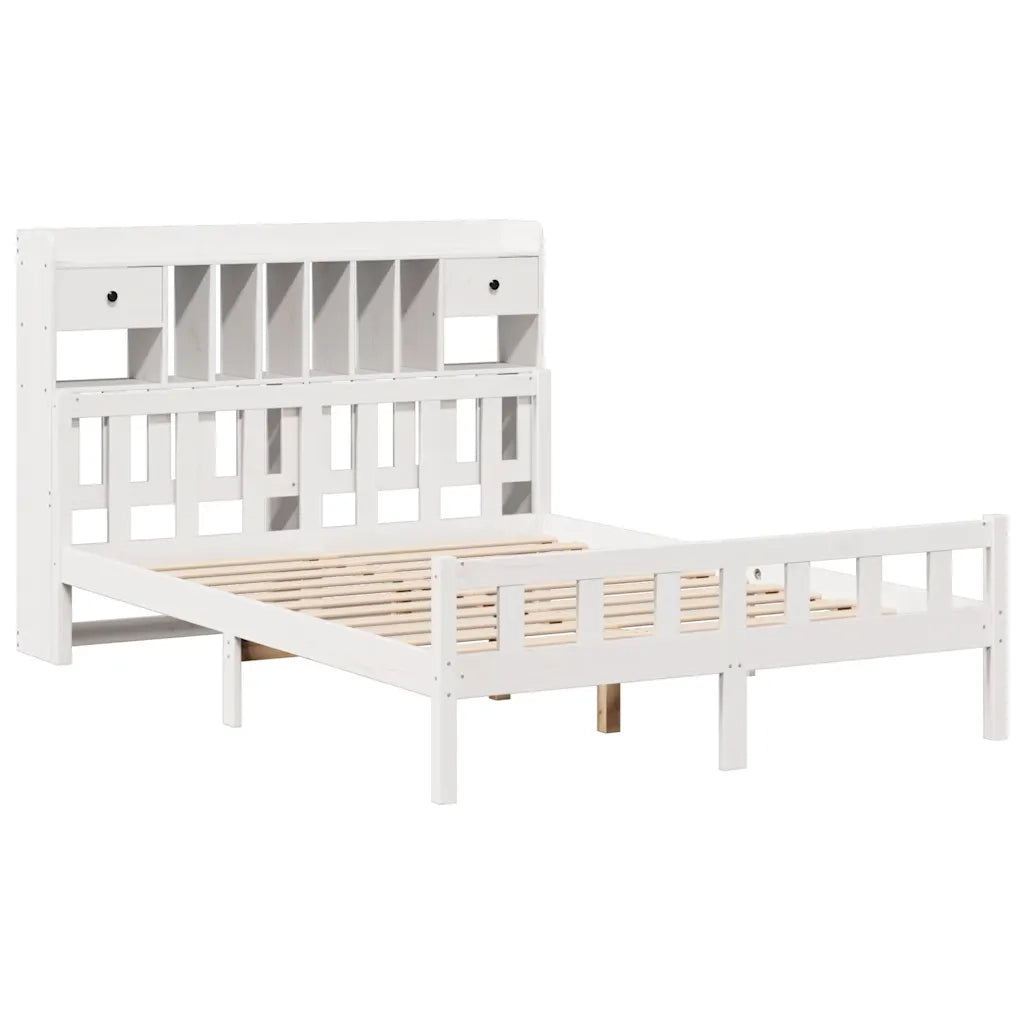 Letto Libreria senza Materasso Bianco 160x200 cm Legno di Pino 3322177