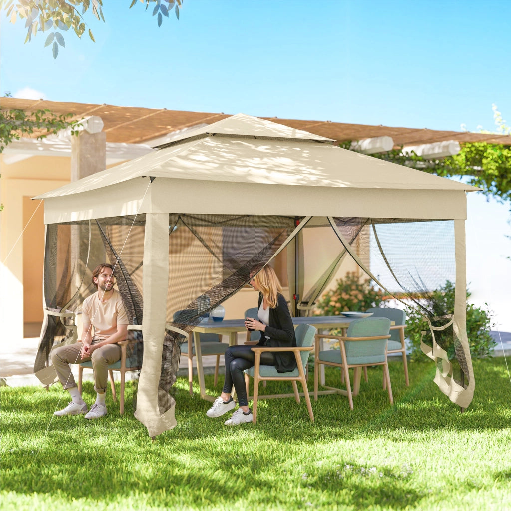 Tonnelle da giardino pieghevole 3x3m ¨C zephmum ¨C crema, metallo, poliestere
