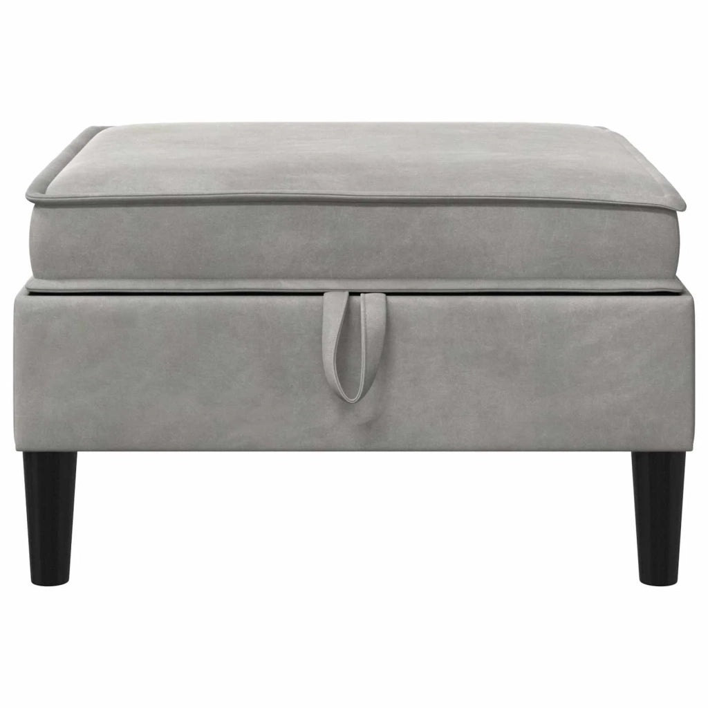 Pouf con Storage Grigio Chiaro Velluto