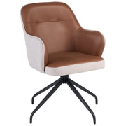 Set di 2 sedie da pranzo girevoli in ecopelle marrone con schienale alto in stile scandinavo