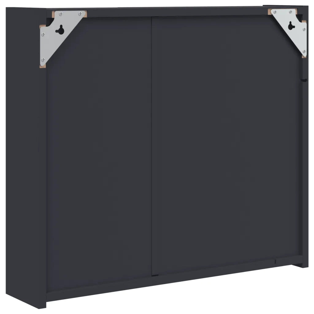 Armadietto Bagno con Specchio e LED-Mobile bagno con specchio Grigio 60x13x52 cm