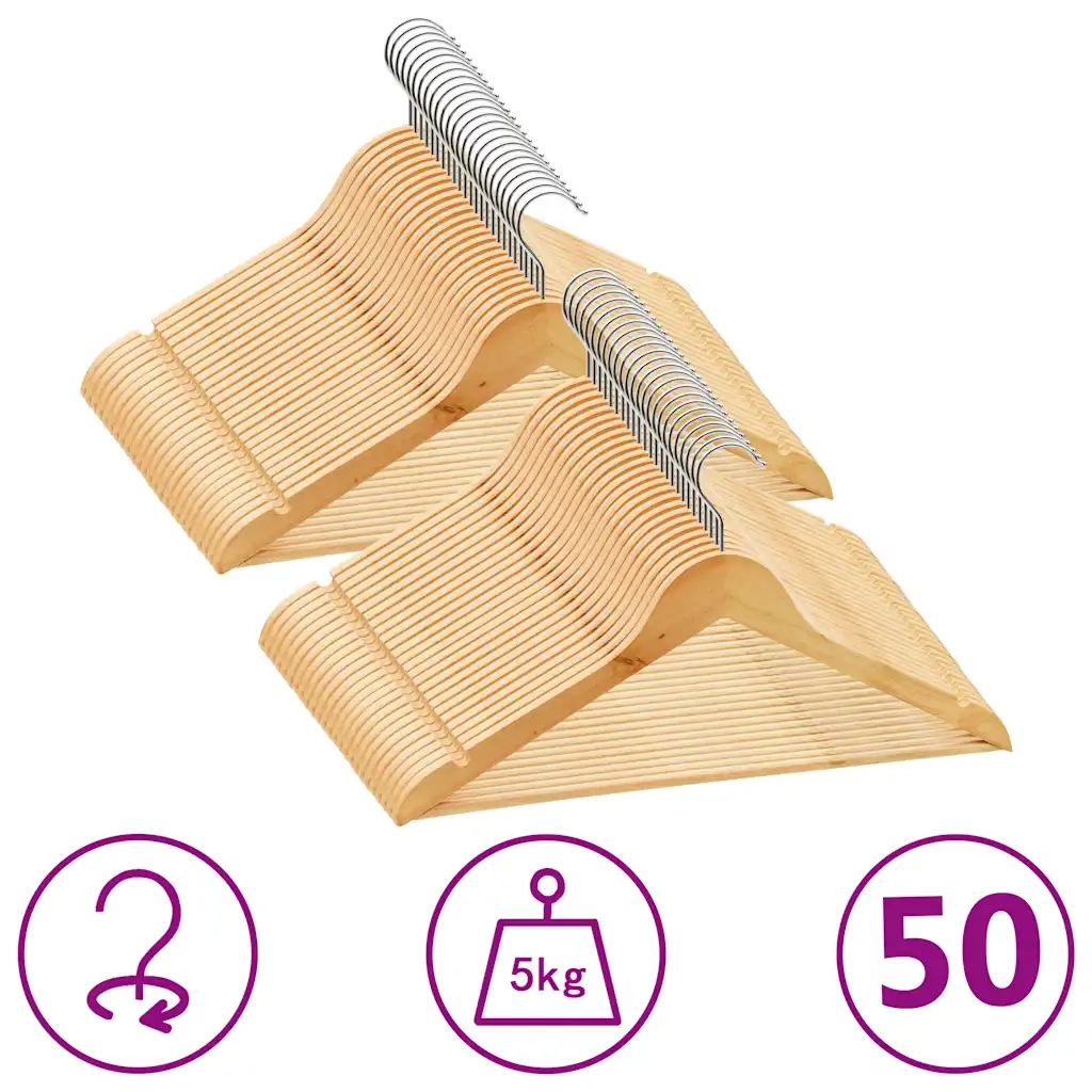Set Appendiabiti 50 pz Antiscivolo in Legno Massellocod mxl 78937