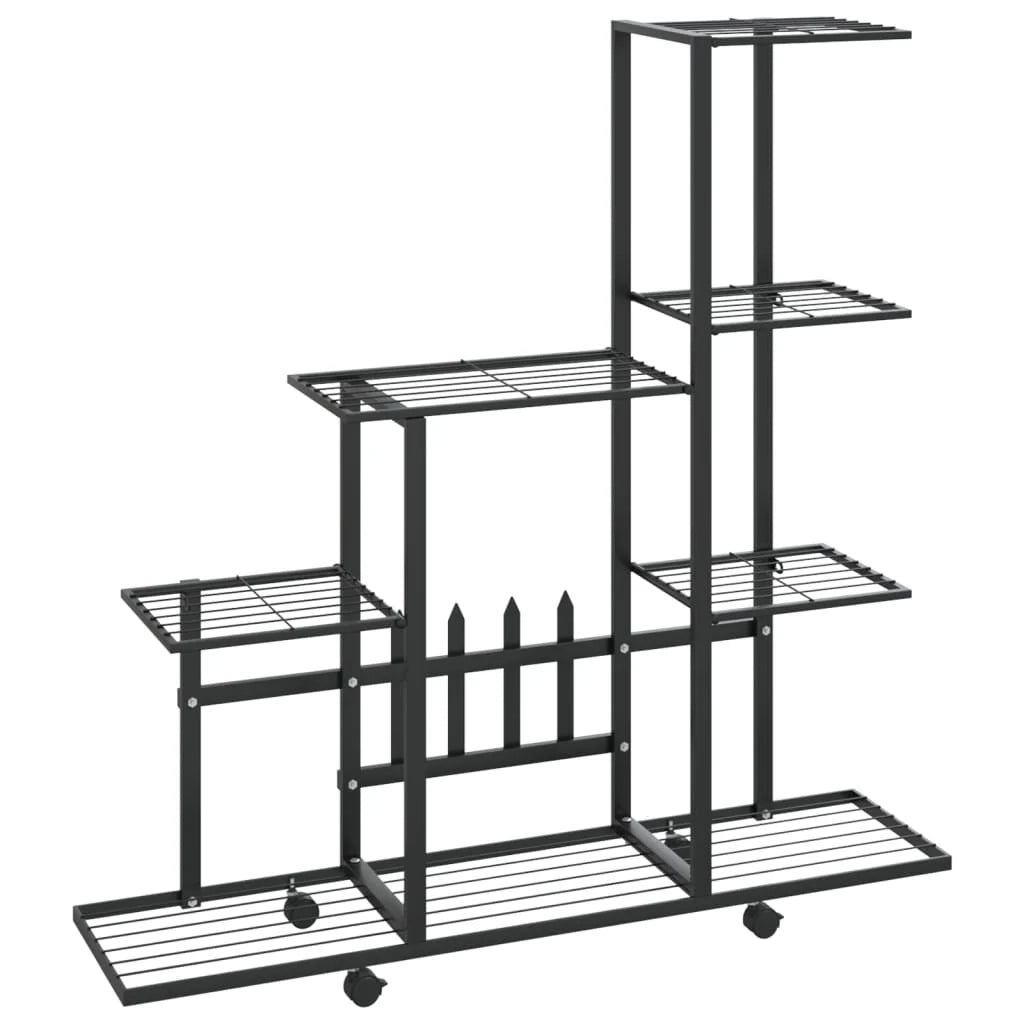 Portavasi mobile portafiori su ruote 94,5 x 25 x 92,5 cm metallo nero 02_0045184