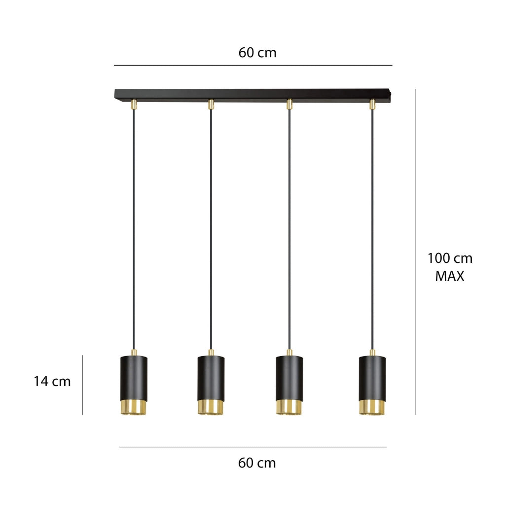 Lampadario Emibig Fumiko 4xGU10 nero/oro regolabile