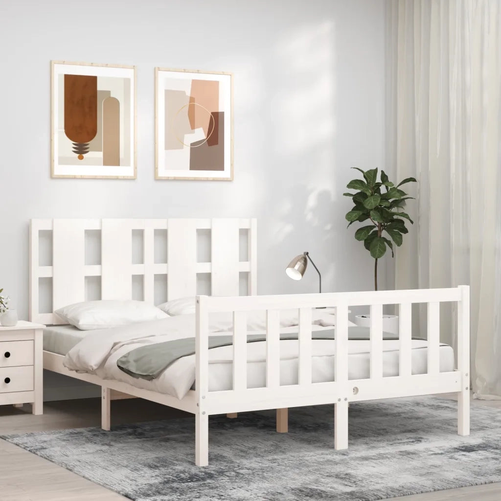 Giroletto senza Materasso-Struttura Letto Bianco 140x200 cm Legno Massello Pino 987072