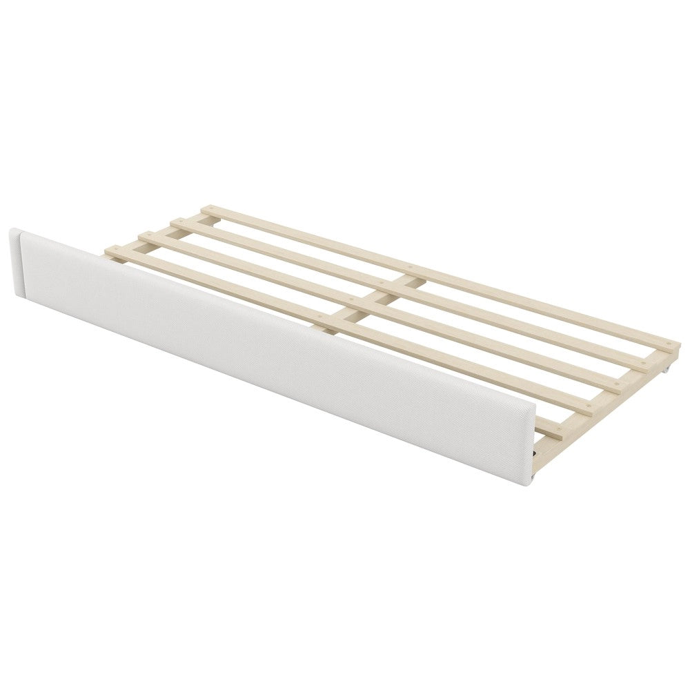Letto Imbottito con Scrivania e Letto Estraibile ¨C MINIMAL ¨C Bianco, LED, USB, 90x200