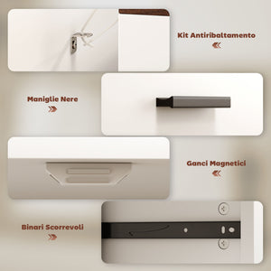 Credenza Moderna 68,6x35x90,3 cm 2 Cassetti e Armadietto in Legno Bianco