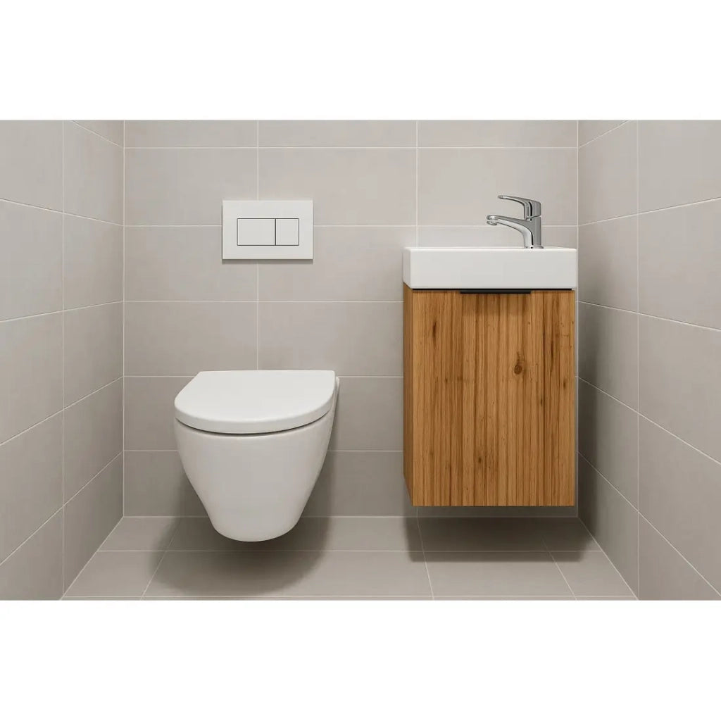 Mobile sotto lavabo NOXERA 40 cm – Rovere wotan – Lavabo incassato