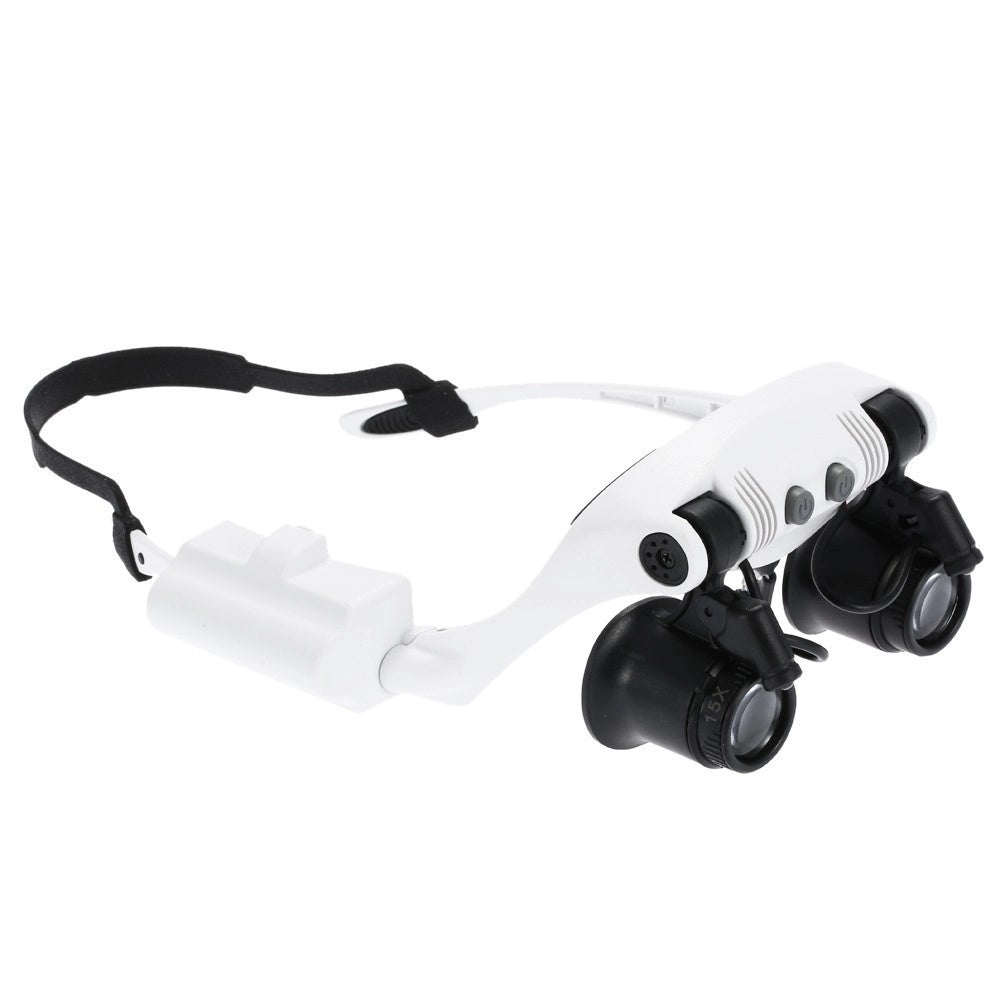 Trade Shop - Visiera Occhiali Lente Ingrandimento Precisione Con 2 Led 4 Lenti Luce 9892gj-3a -