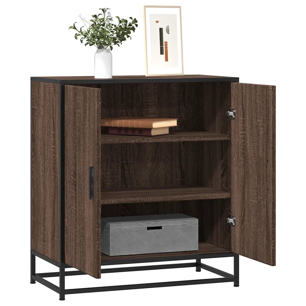 Credenza-Buffet-Armadio da cucina Rovere Marrone 68x35x76 cm in Truciolato e Metallo 667571