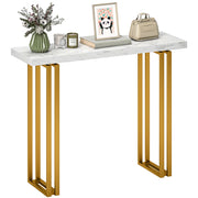 Tavolo console con piano in marmo effetto ¨C zephmum ¨C bianco oro 100x30x78,5 cm