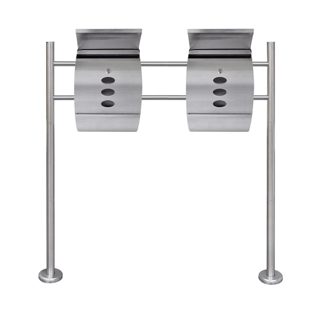 Cassetta postale doppia dal design contemporaneo in acciaio inox su gambe 120 cm 1002007