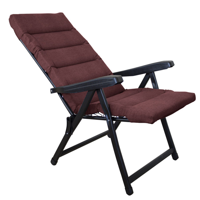 Sedia Sdraio Pieghevole da Giardino Reclinabile 6 Posizioni con Cuscino Bordeaux
