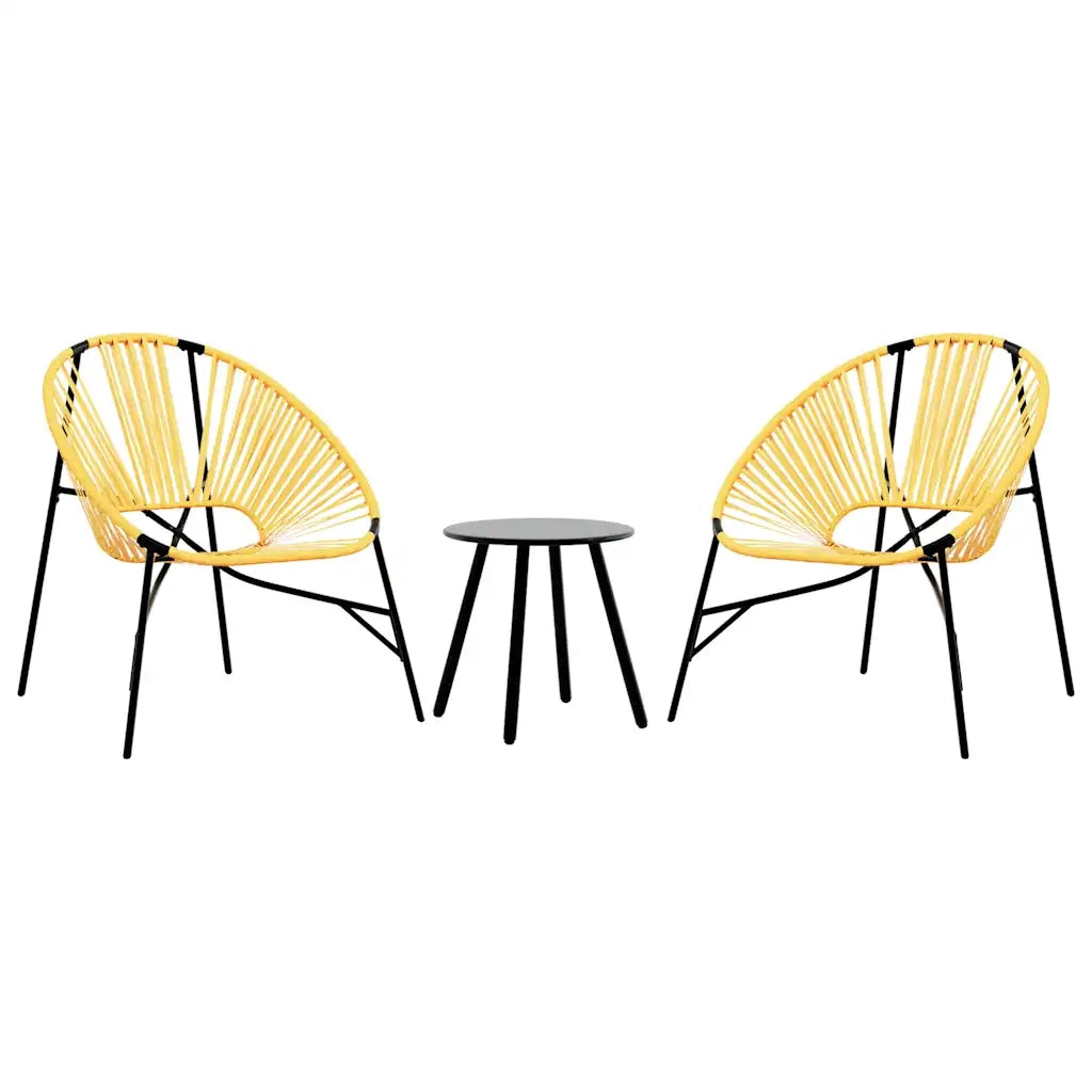 Set di Sedie da Giardino 3 pz in Polyrattan Nero e Giallo 4009295