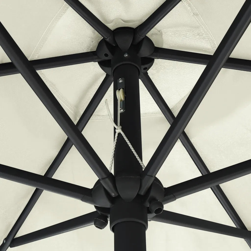 Ombrellone con Luci a LED e Palo Alluminio 270 cm Bianco Sabbia 47353