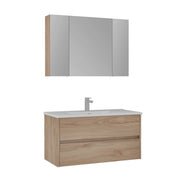 Set mobile lavabo con specchio (2 pezzi) "Side 100 v3" - 100 x 16 x 52 cm - Rovere