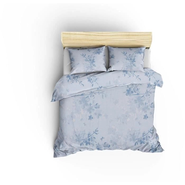 Completo letto - 1 copripiumino 220 x 240 cm + 2 federe 60 x 60 cm - 100% cotone rinforzato - Blu