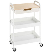 Carrello da Cucina Multiuso con 2 Cesti ¨C Zephmum ¨C Bianco