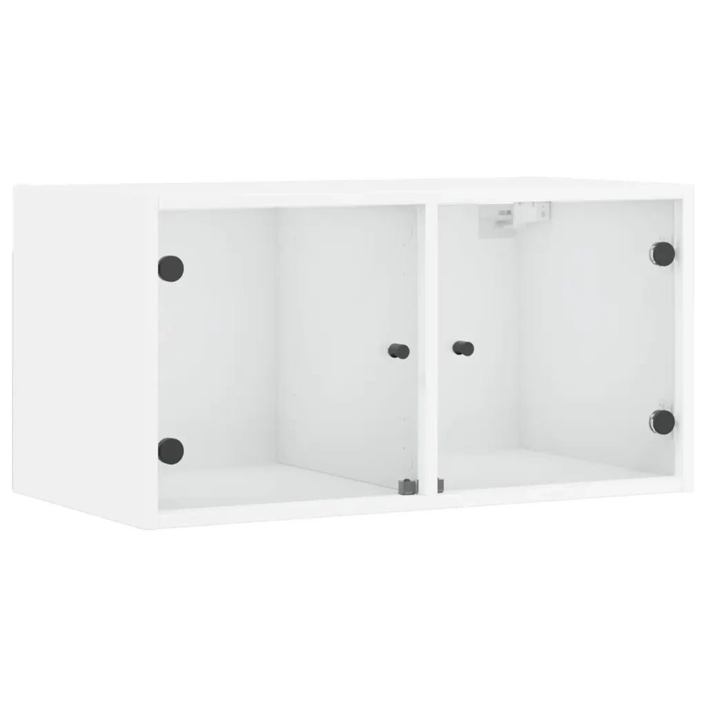 Armadietto a Muro | Mobile a Muro con Ante in Vetro Bianco 68,5x37x35 cm