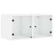 Armadietto a Muro | Mobile a Muro con Ante in Vetro Bianco 68,5x37x35 cm