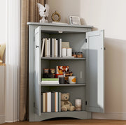Mobile angolare 61;5 x 80 cm grigio in MDF; 2 ante e 3 vani