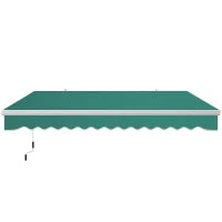 Tenda da Sole per Esterno Avvolgibile a Manovella in Metallo e Alluminio, 4x2.5m, Verde Scuro