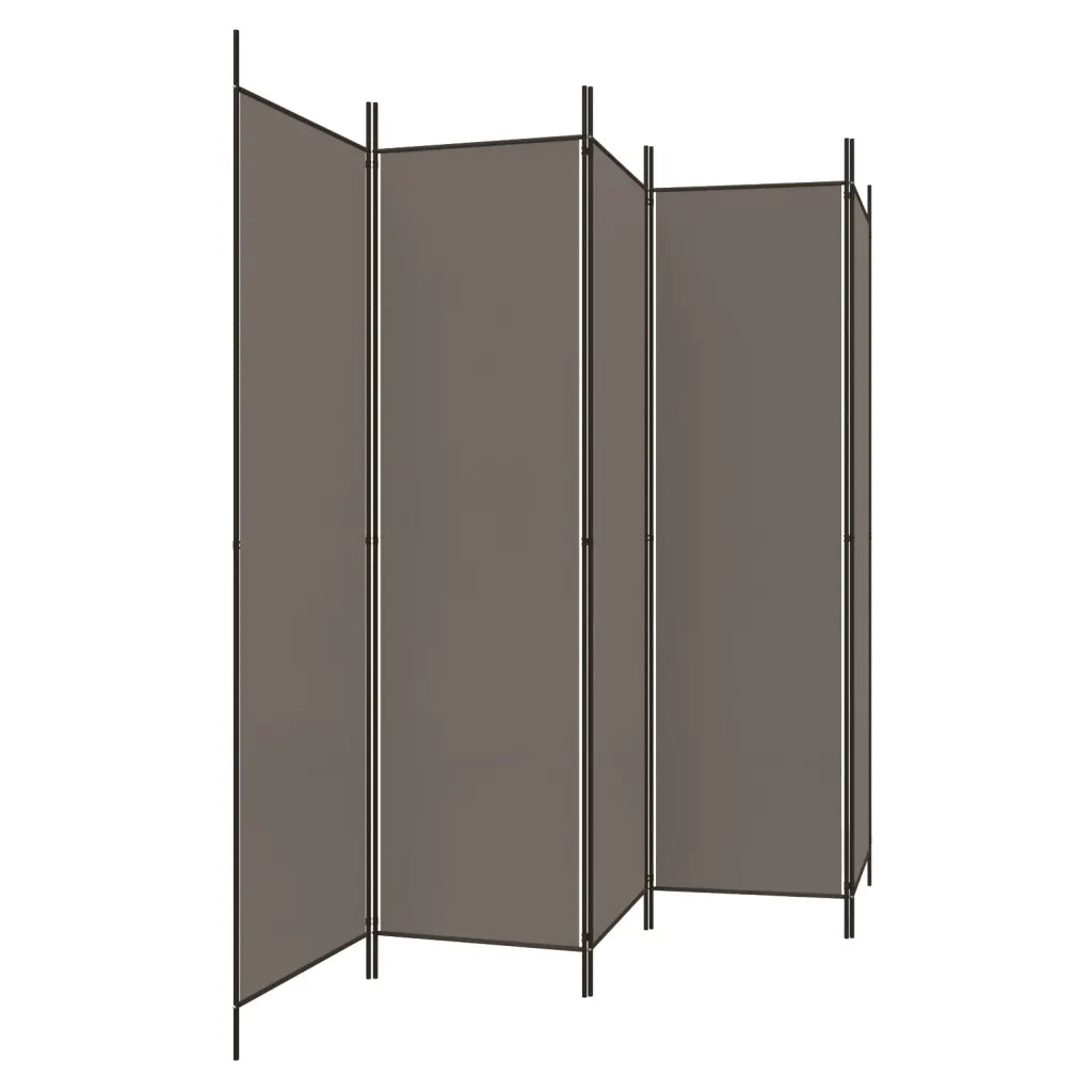 Divisorio a 5 Pannelli Antracite 250x220 cm Tessuto 350204