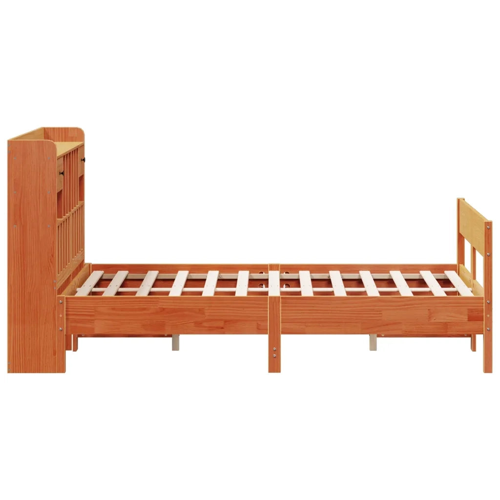 Letto Libreria senza Materasso Marrone Cera 135x190 cm in Pino 3323043