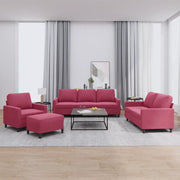 Set di Divani 4 pz con Cuscini Rosso Vino in Velluto