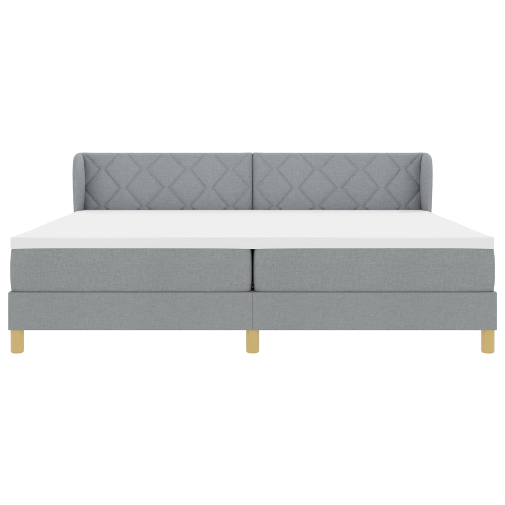 Letto Box Spring con Materasso - Grigio Chiaro - 200x200 cm - Tessuto