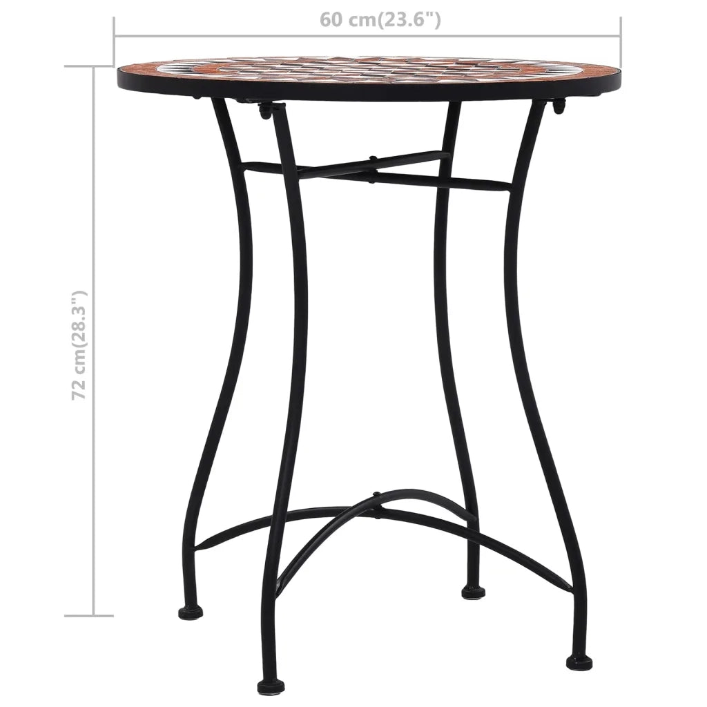 Tavolino da Bistrot con Mosaico Marrone 60 cm in Ceramica 46713