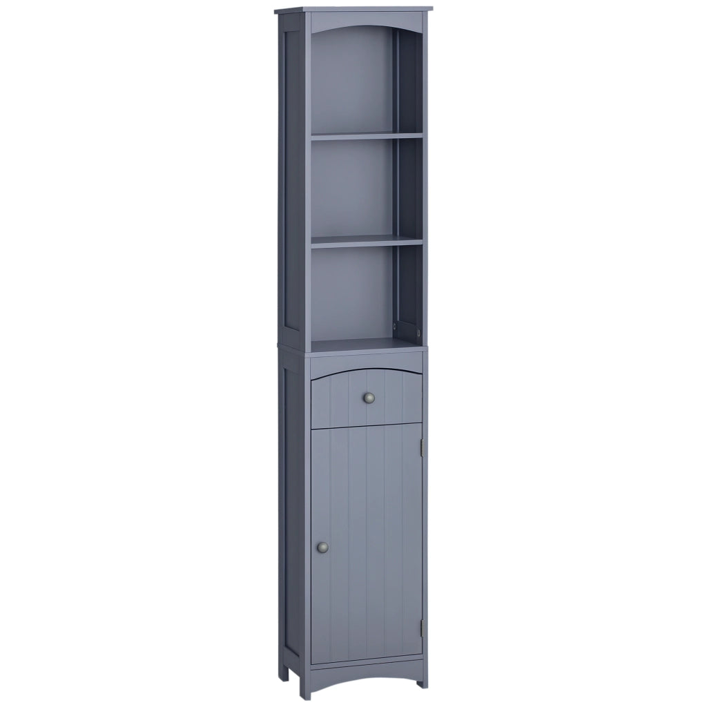 Armadietto da Bagno Stretto con Cassetto e Ripiani ¨C zephmum ¨C Grigio 34x24x170 cm