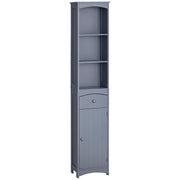 Armadietto da Bagno Stretto con Cassetto e Ripiani ¨C zephmum ¨C Grigio 34x24x170 cm