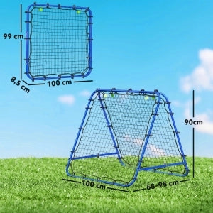 Rete rebound per allenamento calcio in acciaio blu, pieghevole, 100 x 95 x 90 cm