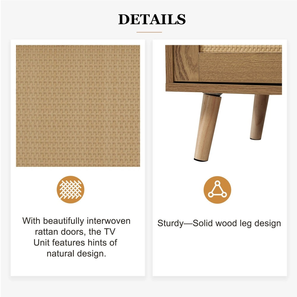 Mobile TV in Legno Massello e Rattan ¨C Xylo ¨C 200x37x49 cm