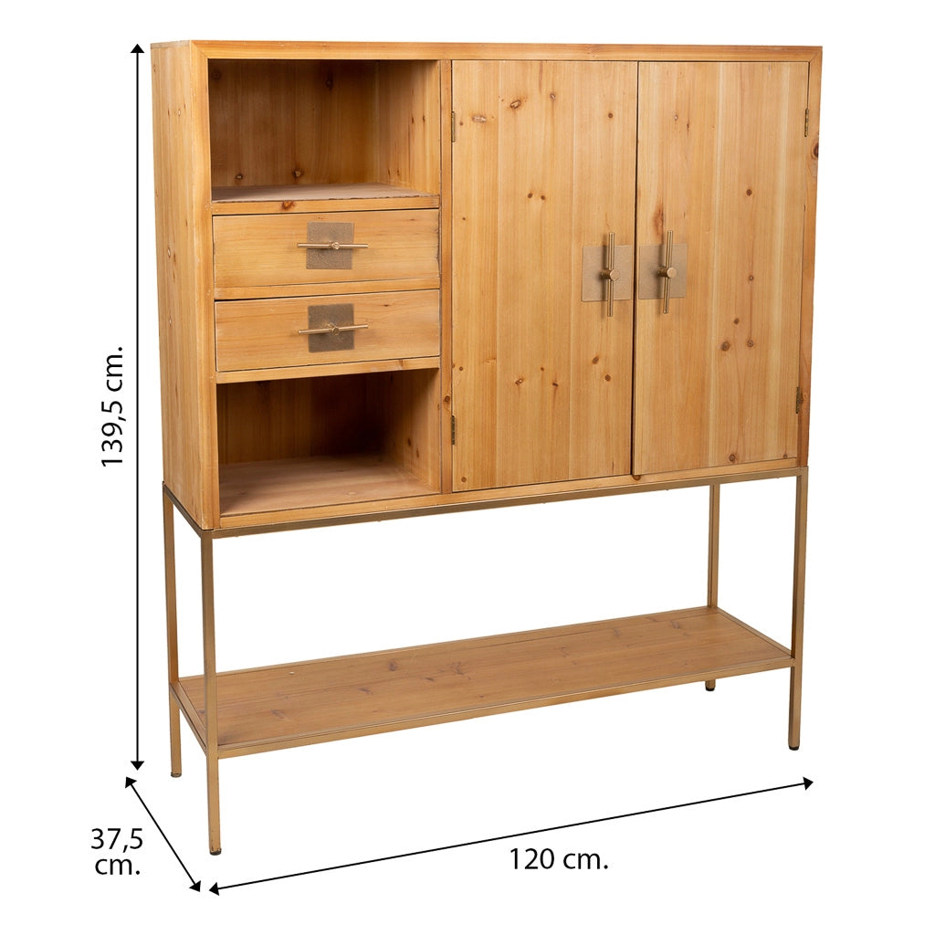 Credenza in legno e metallo marrone 120x37,5x139,5h