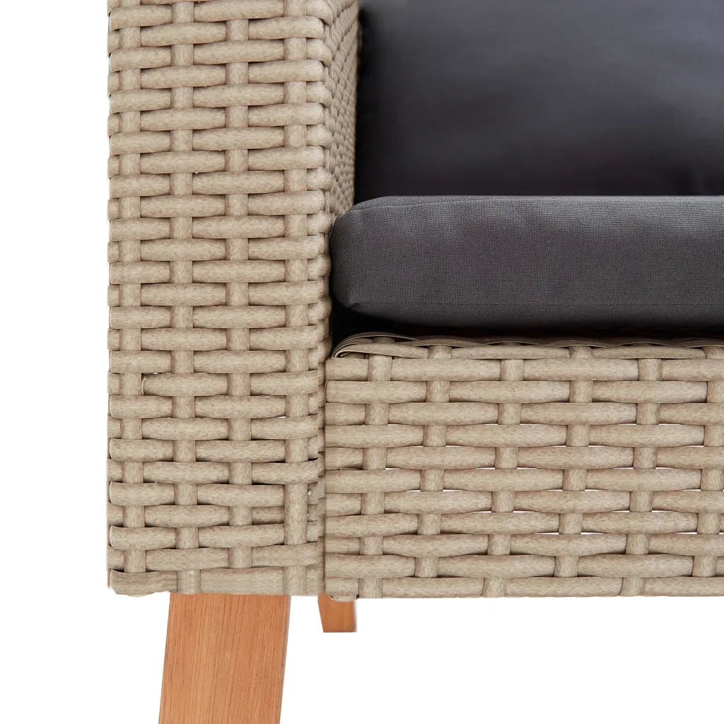Set Divani da Giardino 3 pz con Cuscini in Polyrattan Beige 310217