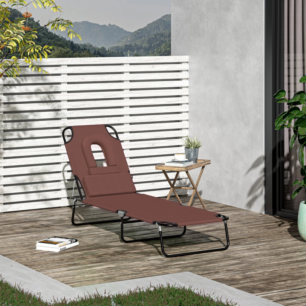 Transat Pieghevole Chaise Longue con Cuscini ¨C Zephmum ¨C Marrone 4 Posizioni