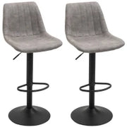 Set 2 Sgabelli da Bar con Schienale, Poggiapiedi e Altezza Regolabile Stile Industriale, Grigio