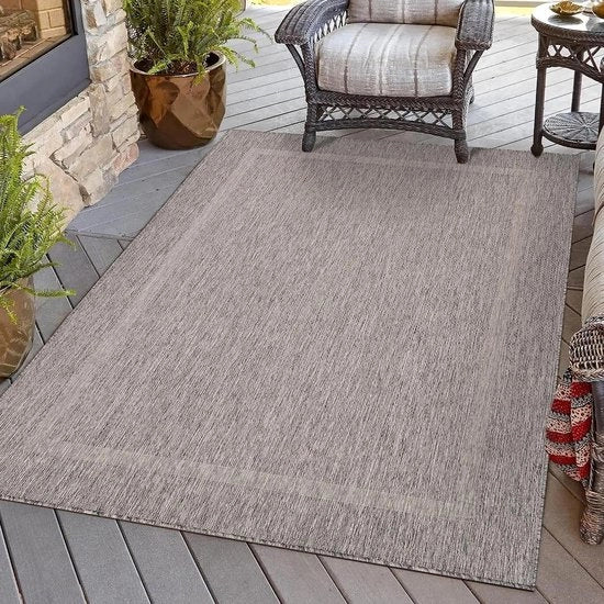 Tappeto esterno e interno resistente alle intemperie 120 x 170 cm - grigio - waterrepellente - per cucina e balcone - disegno di bordo - per campeggio giardino terrazza