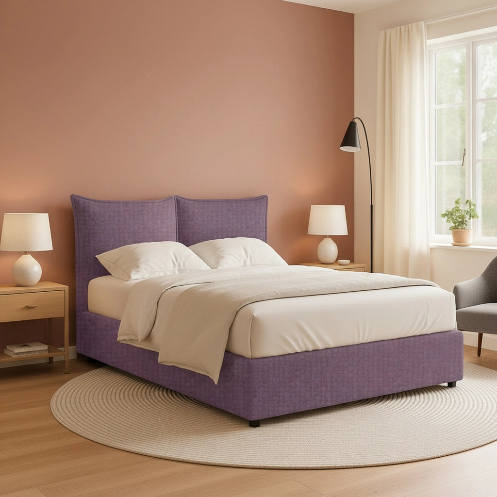Uckfield, Letto Matrimoniale Sfoderabile Made in Italy, Viola Lilla