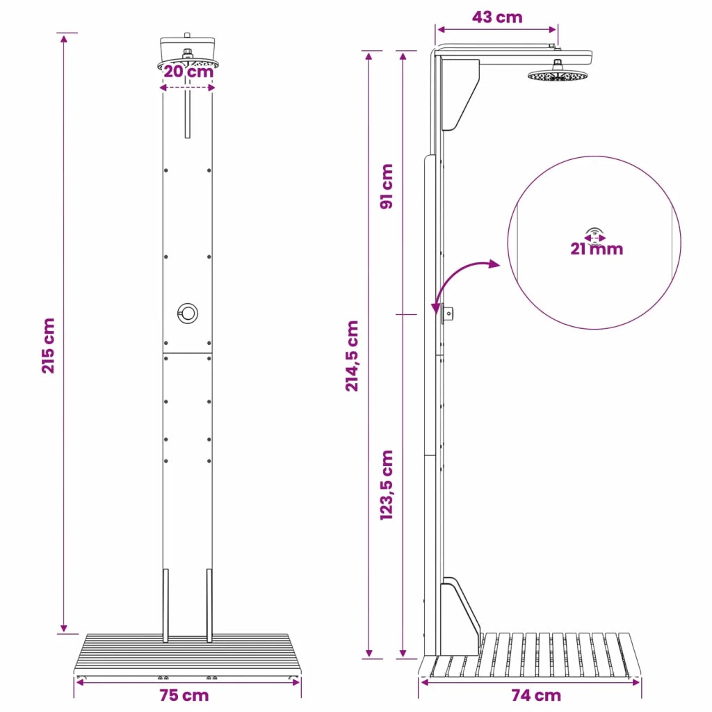 Doccia da esterno 219 cm Naturale 903116