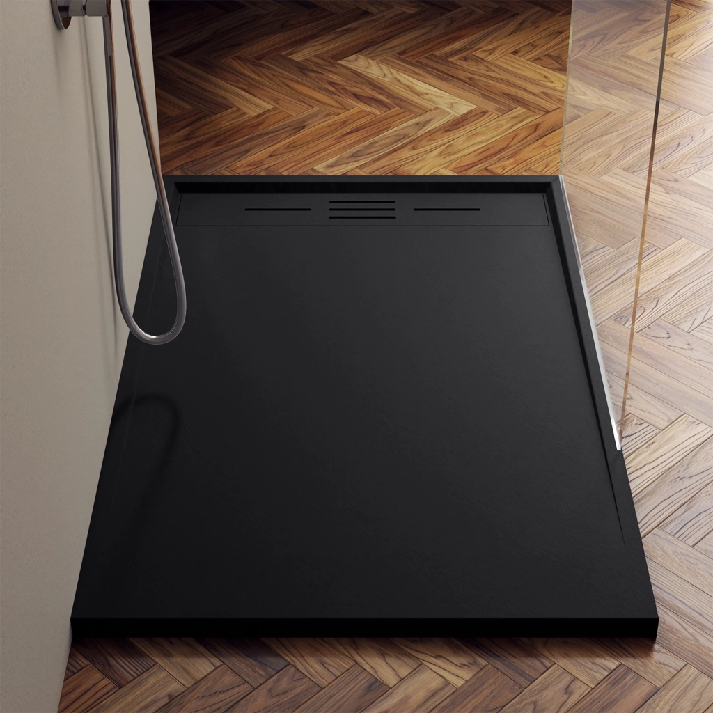 Piatto doccia 80x120 effetto pietra colore nero | Spanios