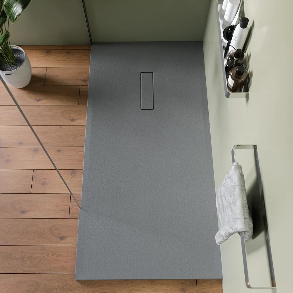 Piatto doccia 80x140 cm in marmoresina grigio effetto pietra | Merlera