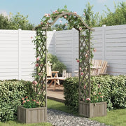 Pergola da Giardino con Fioriera-Vaso con Griglia-Contenitore per Piante Grigio Legno Massello di Abete